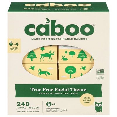 Caboo Facial Tissue 60 Sheets 6/4 Ct [UNFI #19097] T