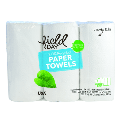 Field Day Paper Towels 100% Recycled 120Ct 4/6 Roll [UNFI #54952] T