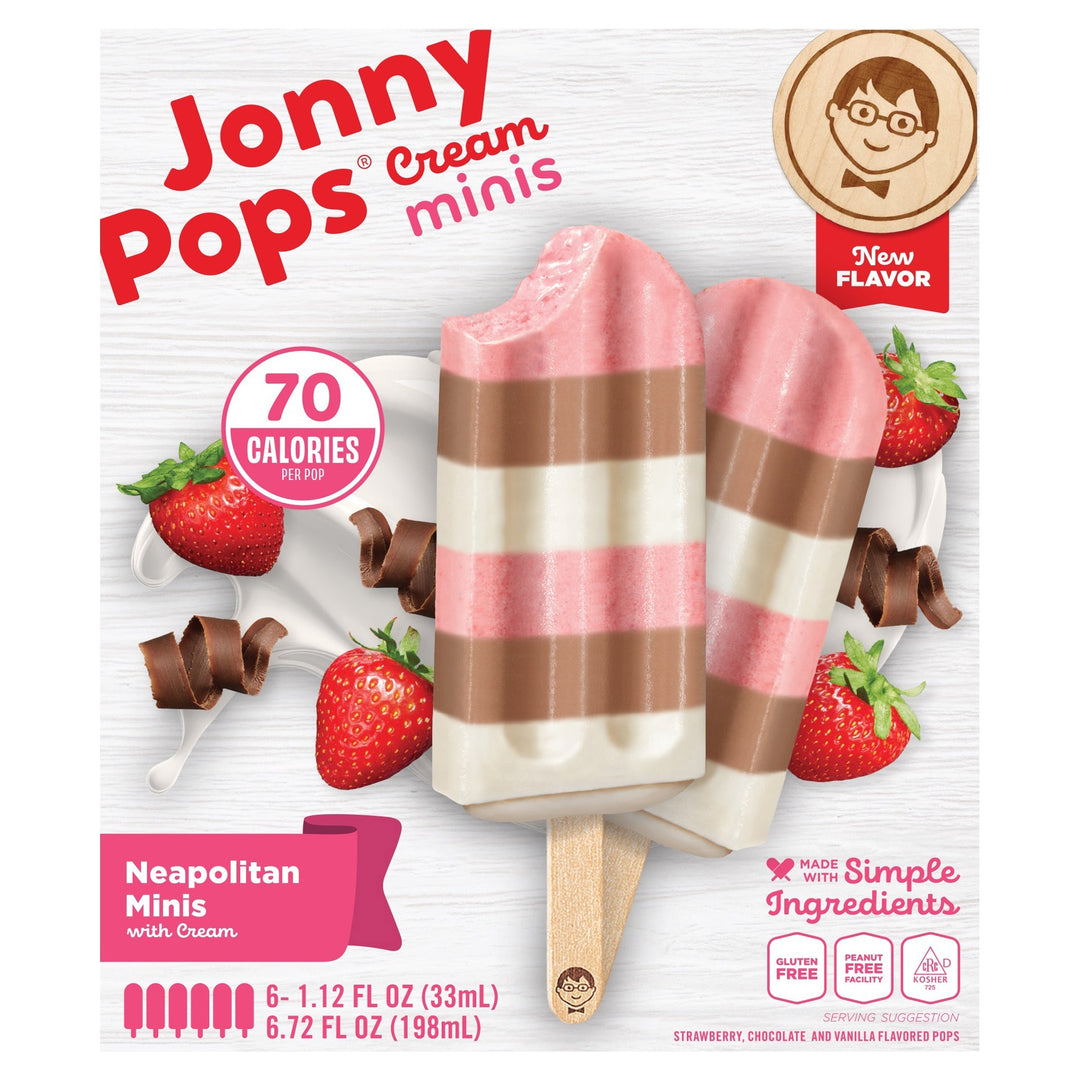 Jonnypops Ice Cream Pop Mini Neapolitan 6/6.72 OZ [UNFI #68133]