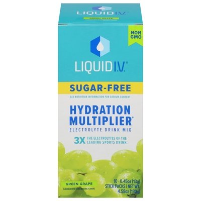 Liquid I.V. Green Grape Sugar Free 10Ct 4.58 Oz [UNFI #29709]