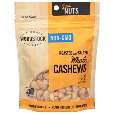 Woodstock Cashews R/S Lrg Whl 8/6 Oz [UNFI #32204]