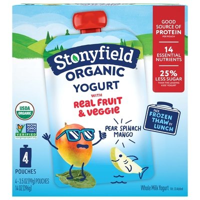 Stonyfield Organic Pear Spinach Mango Wm Pouches 6/4/3.5 Oz [UNFI #00156]