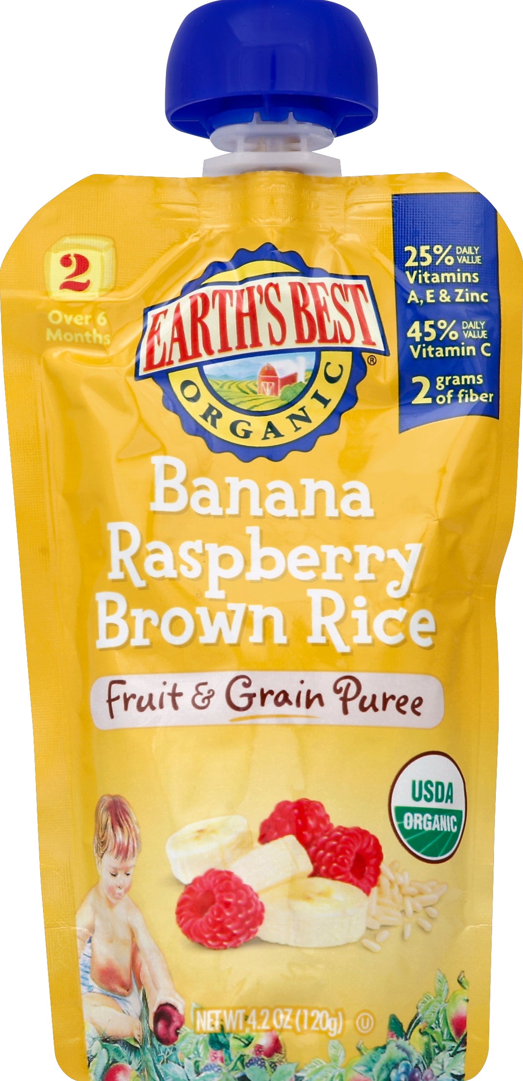 Earths Best Banana Raspberry & Whole Grain Barley 12/3.5 Oz [UNFI #26888]