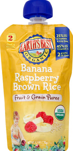 Earths Best Banana Raspberry & Whole Grain Barley 12/3.5 Oz [UNFI #26888]
