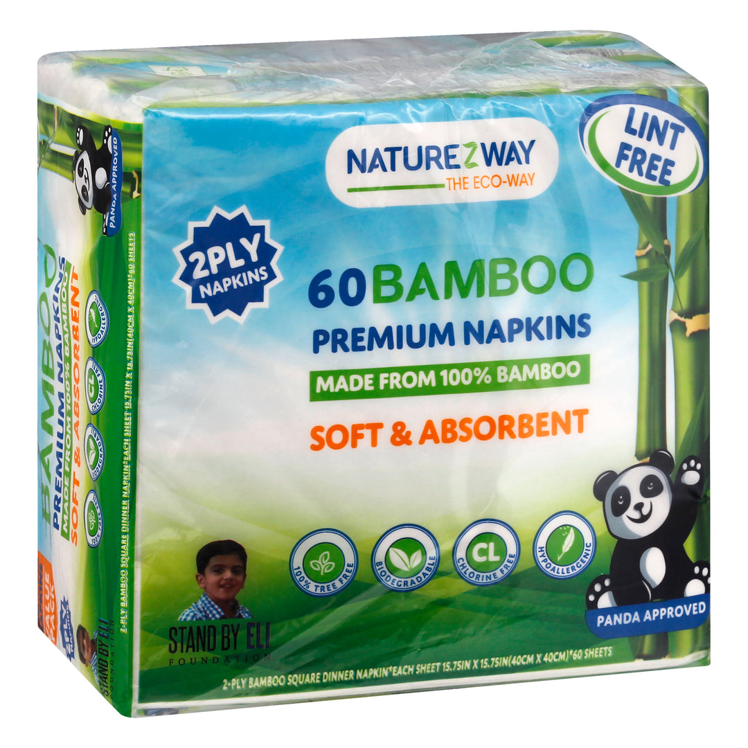 Naturezway Napkins,Bamboo,White,2 Ply 12/180 Ct [UNFI #36918] T