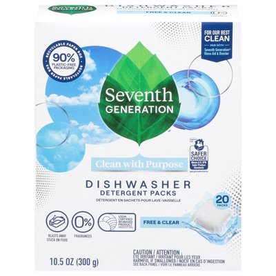 Seventh Generation Free & Clear Dish Pacs 6/20 Ct [UNFI #02786] T