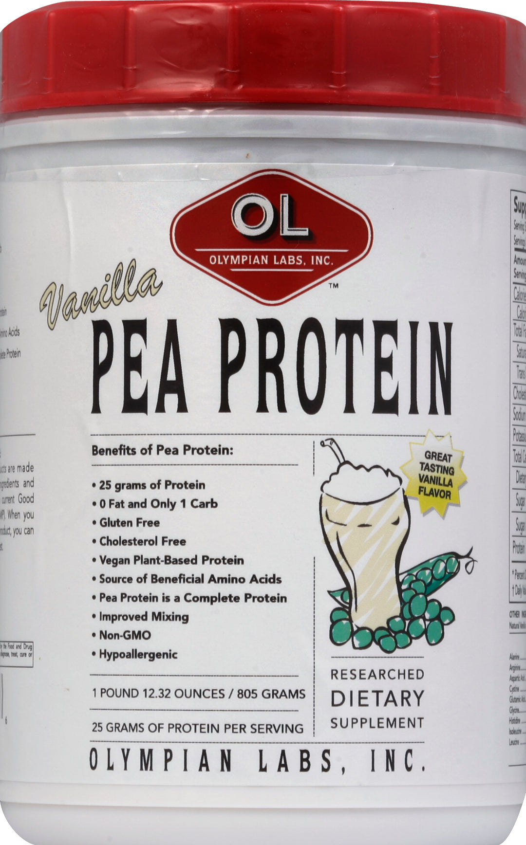 Olympian Labs Pea Protein Vanilla 736 Gr [UNFI #28009] T