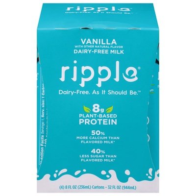 Ripple Foods Vanilla Non Dairy 4/4/8 Oz [UNFI #02203]