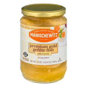 Manischewitz Gefilte Fish Premium Gold Jelled 12/24 OZ [UNFI #73417]
