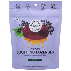 Beekeepers Naturals Propolis Soothing Elderberry Lozenges 1.76 Oz [UNFI #01490] T