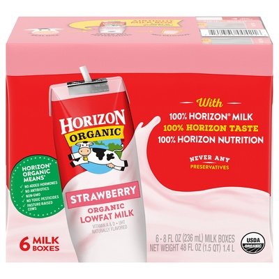Horizon 1% Strawberry Sngl Srv Multi Pk 3/6/8 Oz [UNFI #55566]