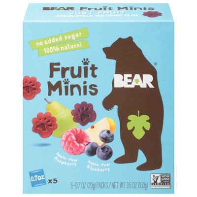 Bear Raspberry Blueberry 5 Pack 4/3.5 Oz [UNFI #14266]