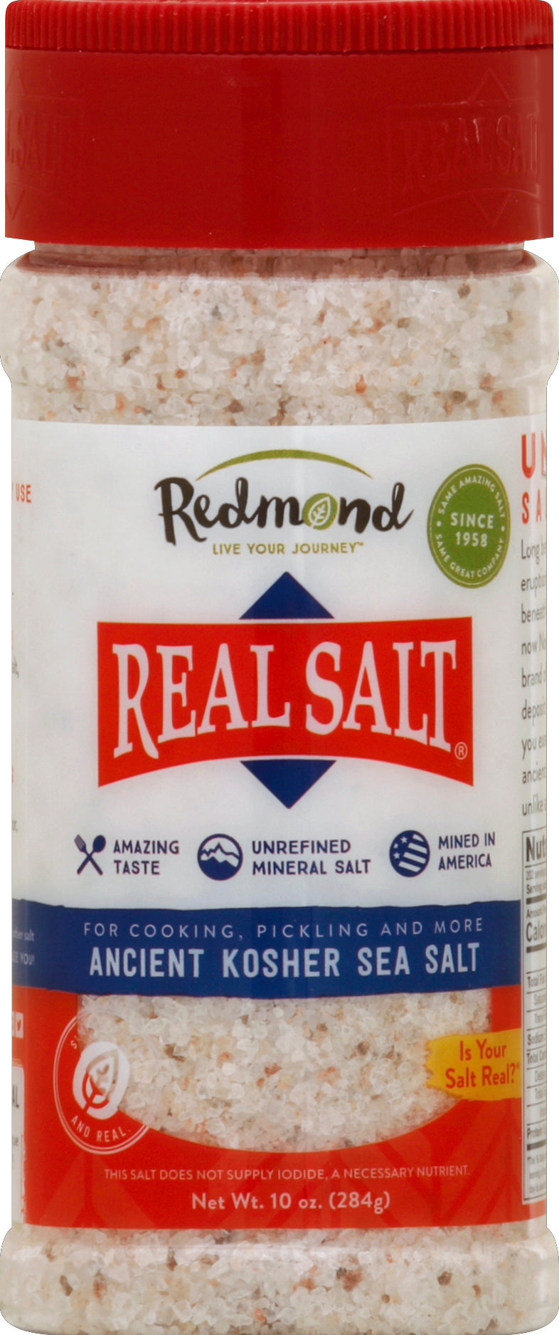 Real Salt Kosher Sea Salt Shaker 6/10 Oz [UNFI #61029]