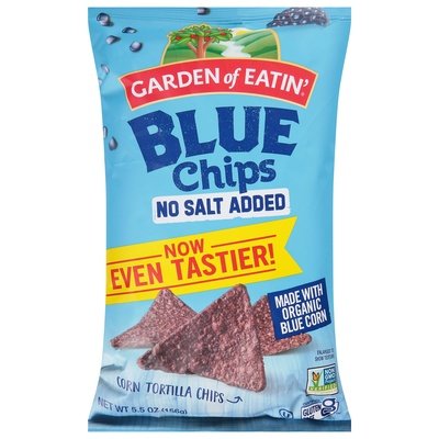 Garden Of Eatin No Salt Blue Corn Tortilla Chips 12/5.5 Oz [UNFI #73534]