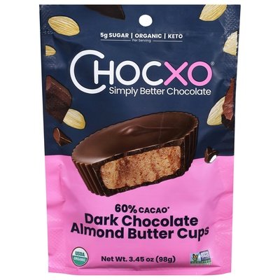 Chocxo Dk Choc Alm Btr Cups 60% Cacao 6/3.45 Oz [UNFI #12500]