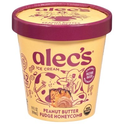 Alecs Ice Cream Peanut Butter Fudge Honeycomb 8/14 Oz [UNFI #77222]
