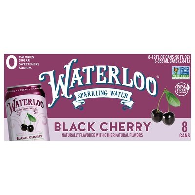 Waterloo Black Cherry Sparkling Water 3/8/12 Oz [UNFI #59944] T