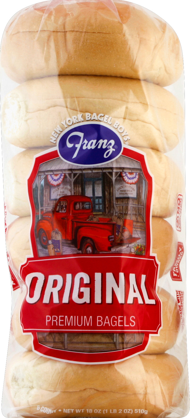 Franz Bakery 6 Ct Plain Bagels 12/18 Oz [UNFI #33691]