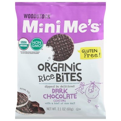 Woodstock Mini Mes Rice Bites Dark Chocolate 8/2.1 Oz [UNFI #41169]