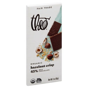 Theo Chocolate Milk Chocolate Hazelnut Crisp 12/3 Oz [UNFI #30920]