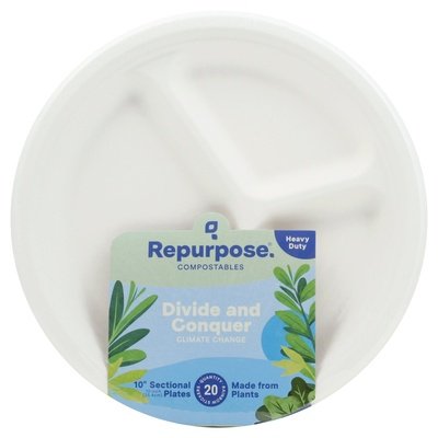 Repurpose Compostable Dinner Plates 10 Inch 12/20 Ct [UNFI #48950] T