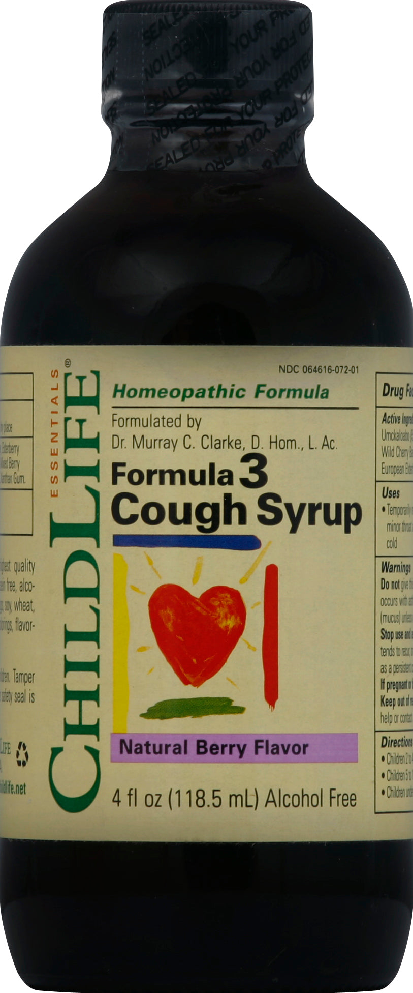 Childlife Essentials Formula 3 Cough Syrup Cherry 4 OZ [UNFI #58564] T
