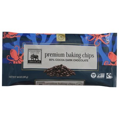 Endangered Species Chocolate 60% Dark Choc Baking Chips 6/10 Oz [UNFI #30550]