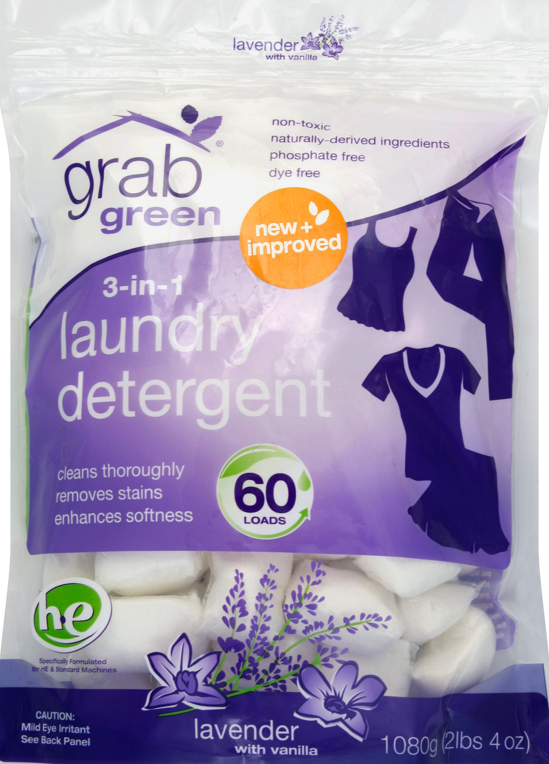 Grab Green Biggie Pouch Lavender/Vanilla 4/60 Ct [UNFI #62939] T