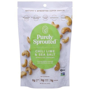 Purely Sprouted Chili Lime & Sea Salt Cashews 6/4 Oz [UNFI #32657]