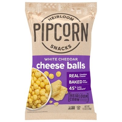 Pipcorn White Cheddar Cheese Balls 12/4.5 Oz [UNFI #60269]