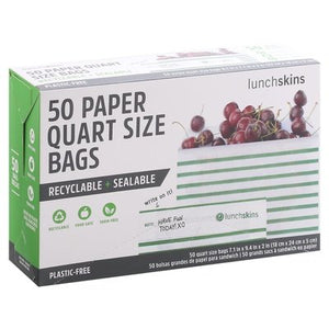 Lunchskins Quart Bag,Paper,Green Stripe 12/50 Ct [UNFI #03199] T