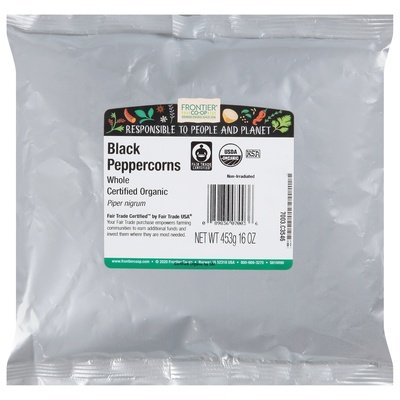 Frontier Nat Prod Co-op Peppercorns Black Whole 1 Lb [UNFI #01187]