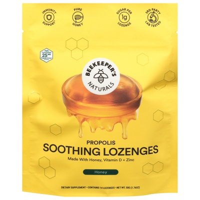 Beekeepers Naturals Propolis Soothing Honey Lozenges 1.76 Oz [UNFI #00318] T