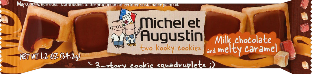 Michel Et Augustin Milk Choco Caramel 4 Sqr Cky Bar 18/1.2 Oz [UNFI #68141]