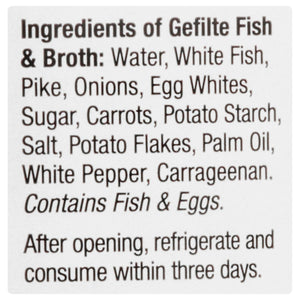 Yehuda Gefilte Fish White & Pike 12/24 Oz [UNFI #26997]