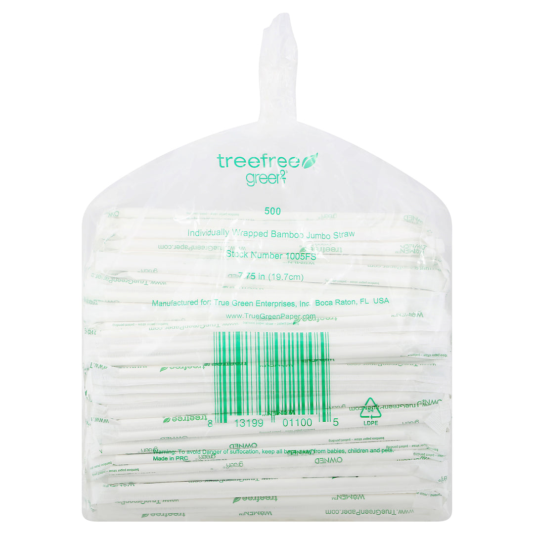 Green 2 Bamboo Paper Straws Wrapped 10/500 Ct [UNFI #06249] T