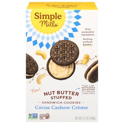 Simple Mills Cocoa Cashew Butter Sandwich Cookie 8/6.7 Oz [UNFI #80496]