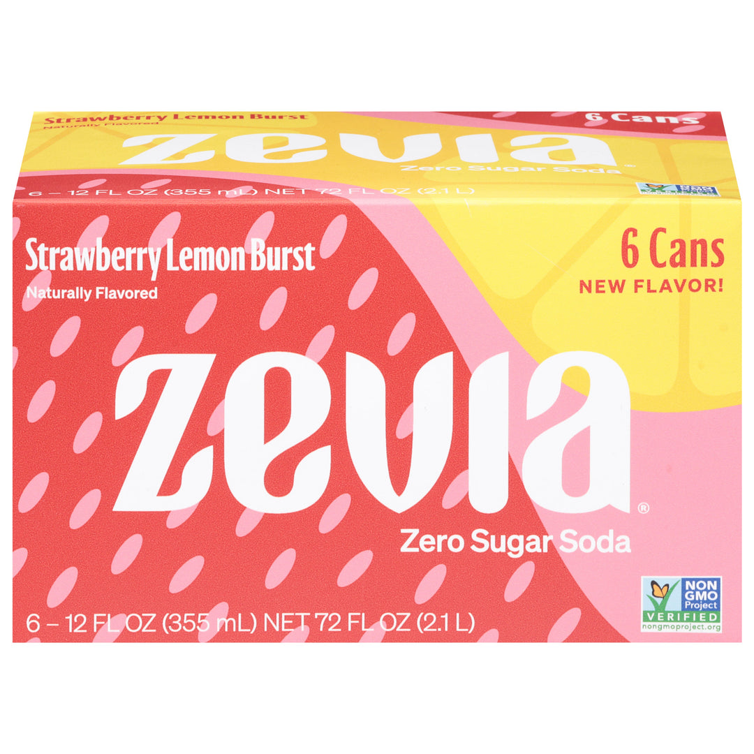 Zevia Strawberry Lemon Burst Soda 4/6/12 OZ [UNFI #91975] T