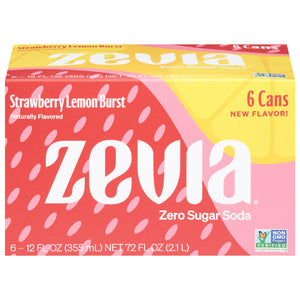 Zevia Strawberry Lemon Burst Soda 4/6/12 OZ [UNFI #91975] T