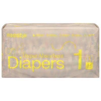 Freestyle Diapers Baby Size 1 6/34 Ct [UNFI #17365]