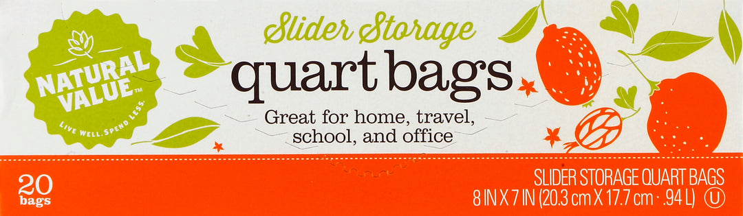 Natural Value Storage Bags Slider Qt 12/20 Ct [UNFI #60080] T