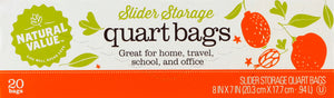 Natural Value Storage Bags Slider Qt 12/20 Ct [UNFI #60080] T