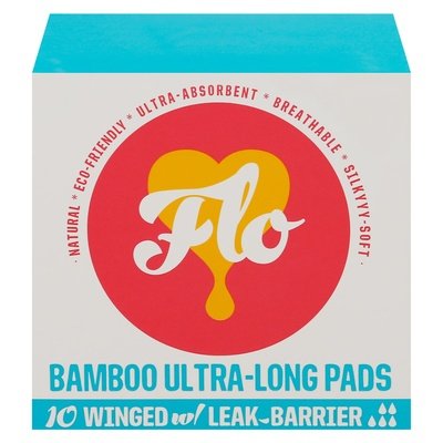 Flo Ultra-Long Bamboo Pads W/Wings 8/10 Ct [UNFI #05918] T