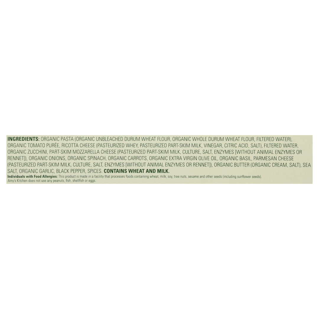 Amys Family Size Vegetable Lasagna 8/32.45 Oz [UNFI #69592]