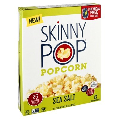 Skinnypop Popcorn Microwave Sea Salt 6 Ct 6/6/2.8 Oz [UNFI #35552]