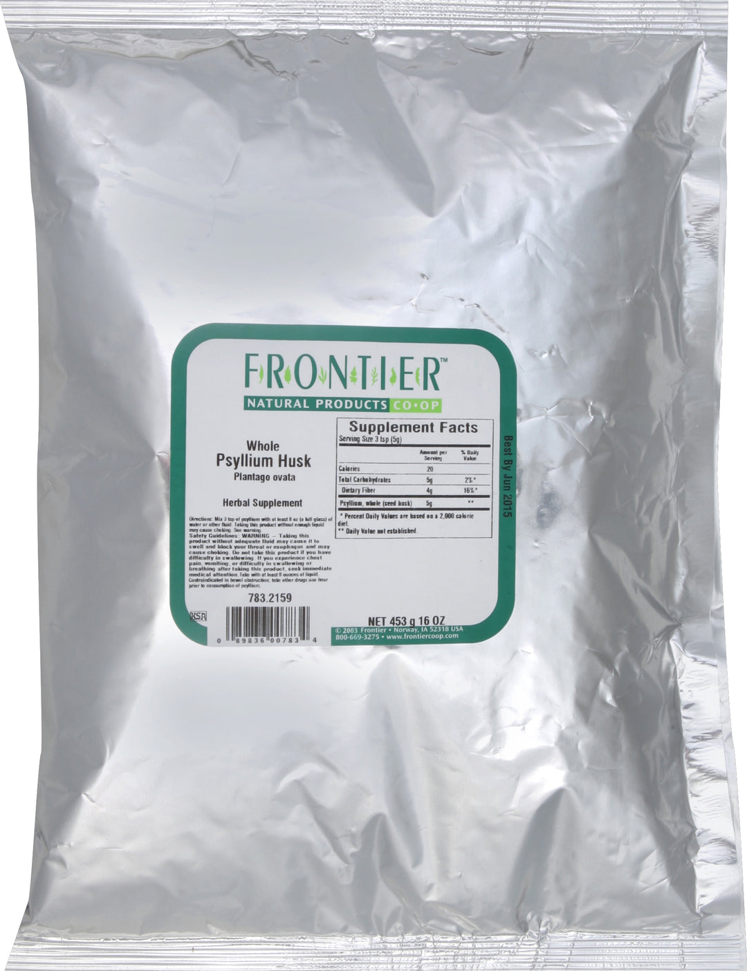 Frontier Nat Prod Co-op Psyllium Seed Husk Whole 1 Lb [UNFI #34169]