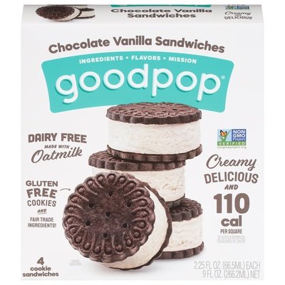 Goodpop Chocolate Vanilla Sandwiches 8/4/2.25 Oz [UNFI #82763]