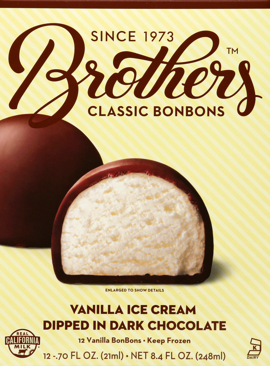 Brothers Ice Cream Vanilla Dark Chocolate Dippped 12/12/.7 Oz [UNFI #56252]