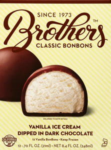 Brothers Ice Cream Vanilla Dark Chocolate Dippped 12/12/.7 Oz [UNFI #56252]