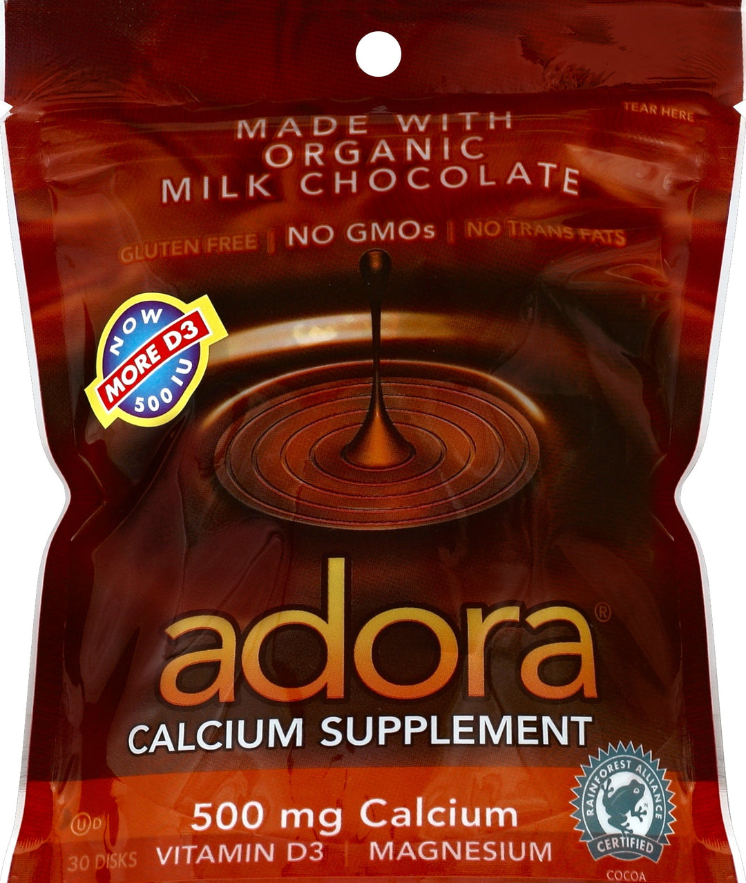 Adora Milk Chocolate Calcium Disk 6/30 CT [UNFI #72954] T